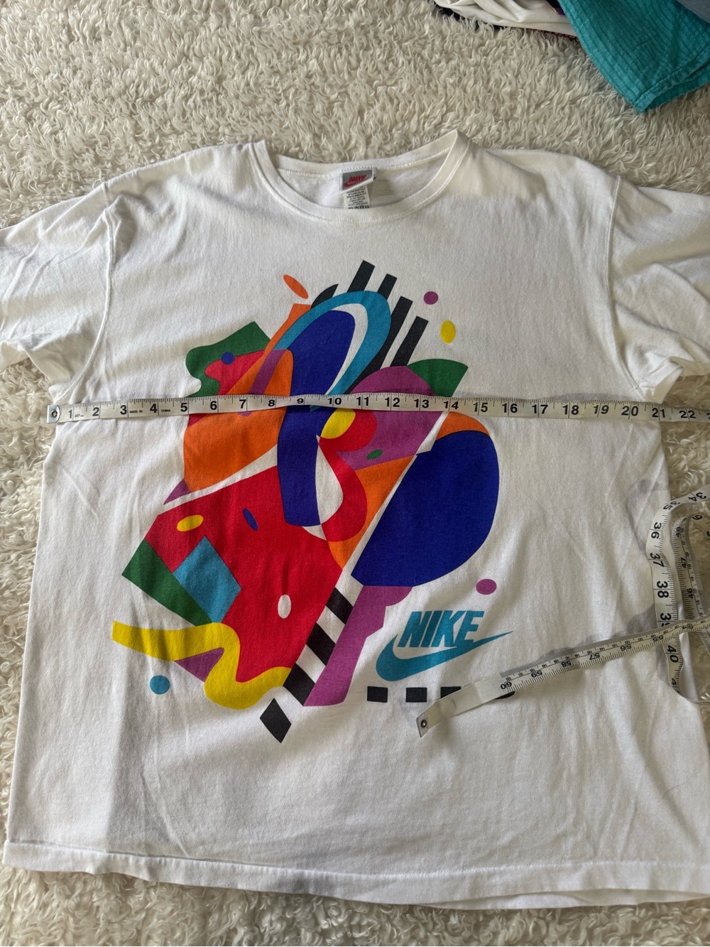 Vintage Nike Shirt Elite Abstract Art Colorful Print 90s Made In USA Size L - Picture 4 of 8